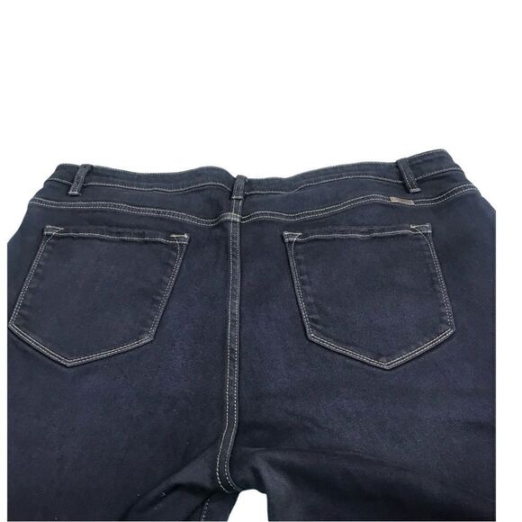 KanCan Dark Blue Distressed Fringe Hem Skinny Jeans - Picture 6 of 13